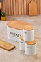 Hermia Juego de Cajas de Almacenamiento Blanco con Tapas de Madera
